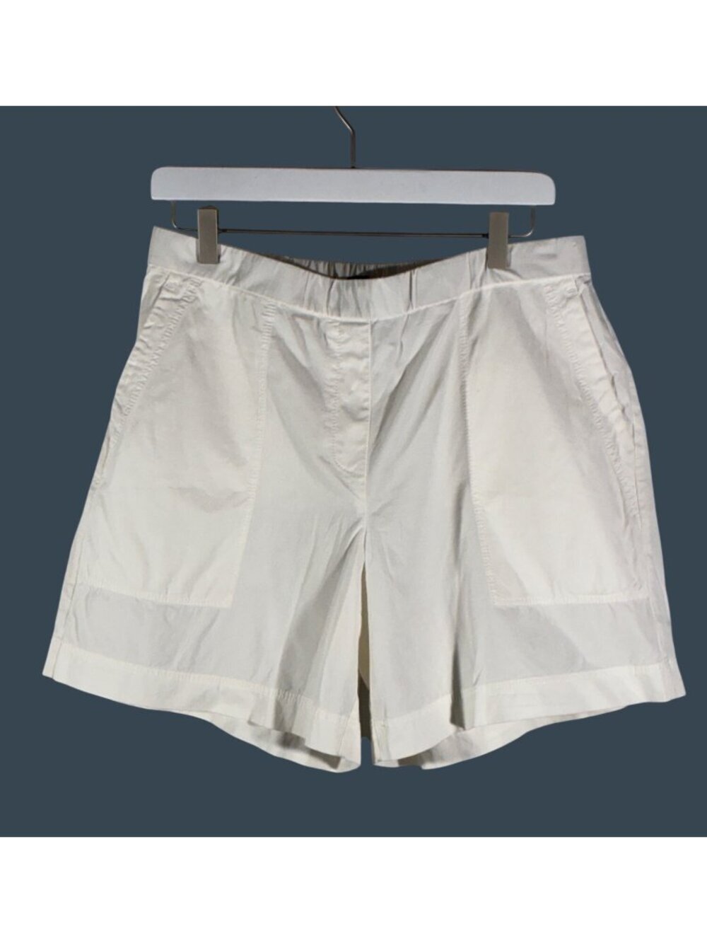 Lafayette 148 New York Womens White Cotton Blend High-Rise Elastic Waist Shorts